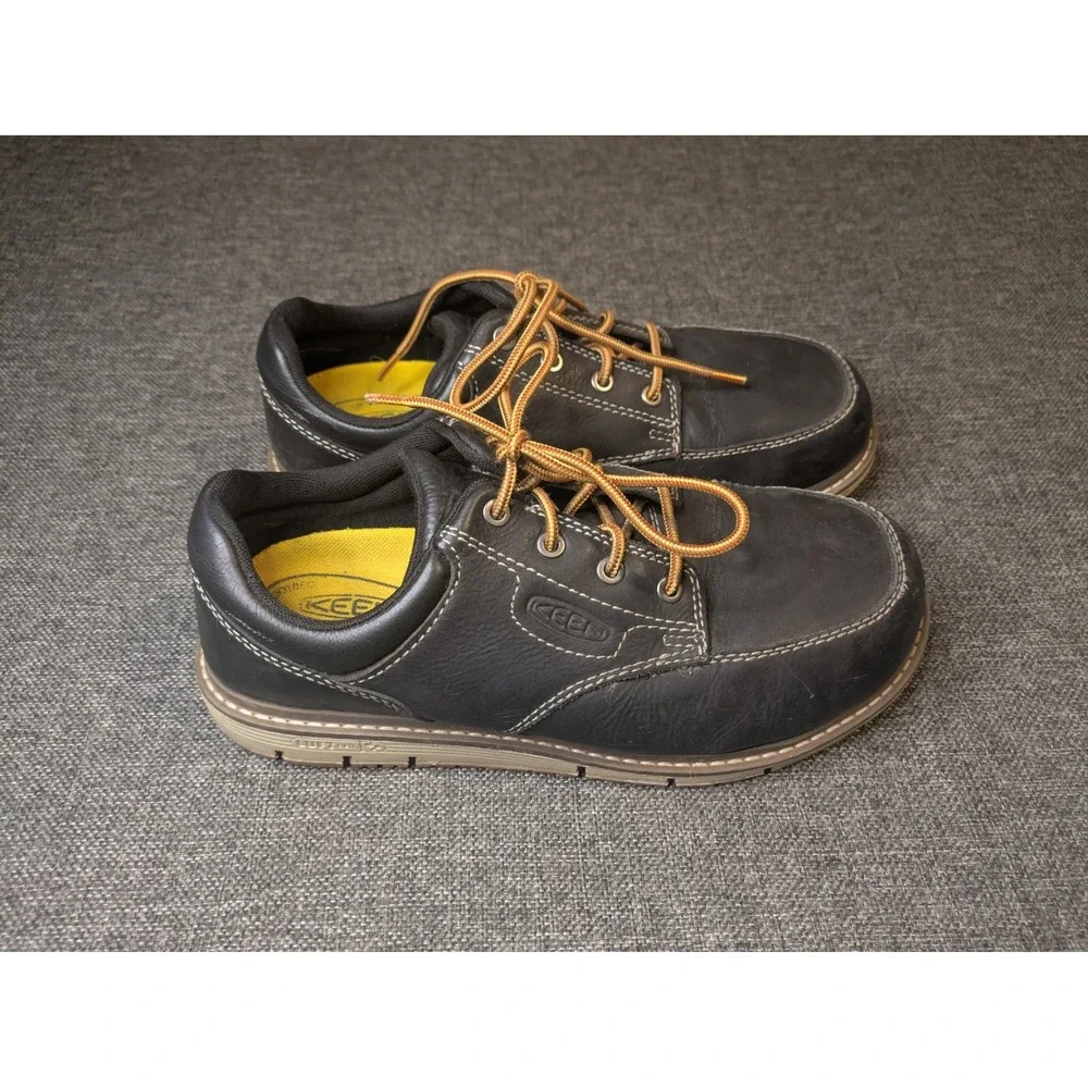 KEEN Utility Mens Safety Toe Work Lace Shoes Black Leather Slip Resistant 7.5D